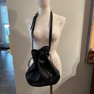 Vintage Black Calf Furla  Slouchy Bucket/Crossbody Handbag